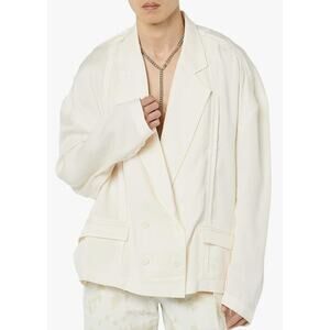 Maison Blanche Inside Out Oversized‎ Jacket Blazer Cream Pink Sz 4 Men M Women L